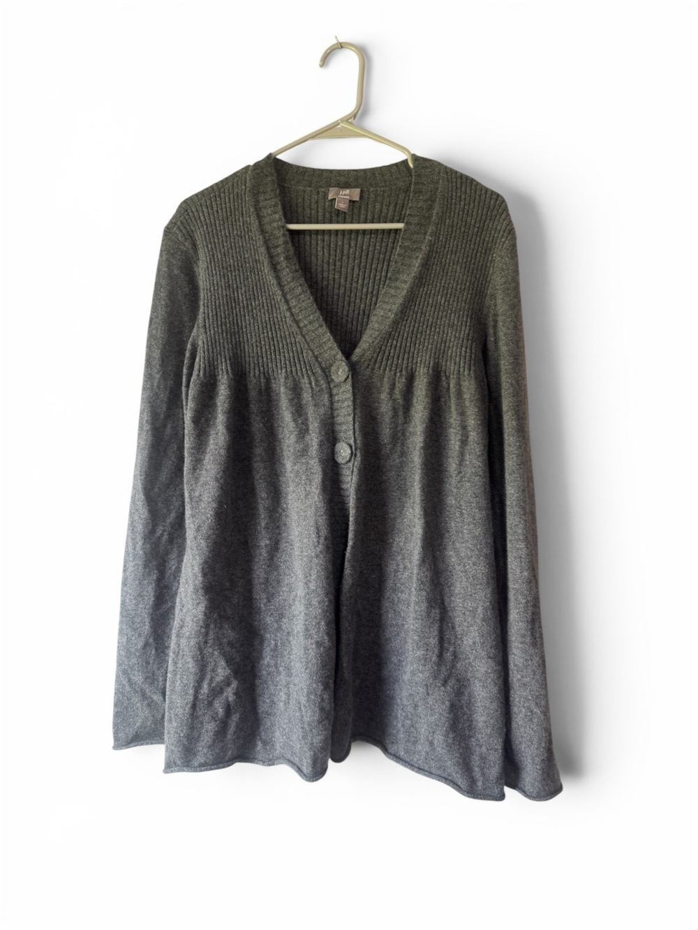 J Jill cashmere Women's Gray Knit Button-Front Sweater Cardigan